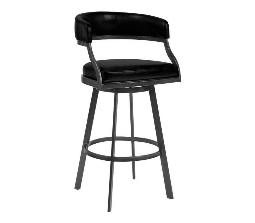 Atlas Swivel Bar Stool With Mineral, Black Leather Swivel Bar Stools With Arms
