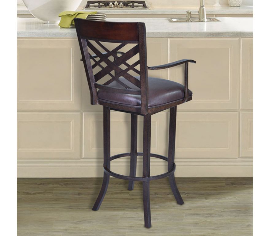 Maui Swivel Bar Stool With Arms Auburn, Kitchen Island Chairs With Backs And Arms